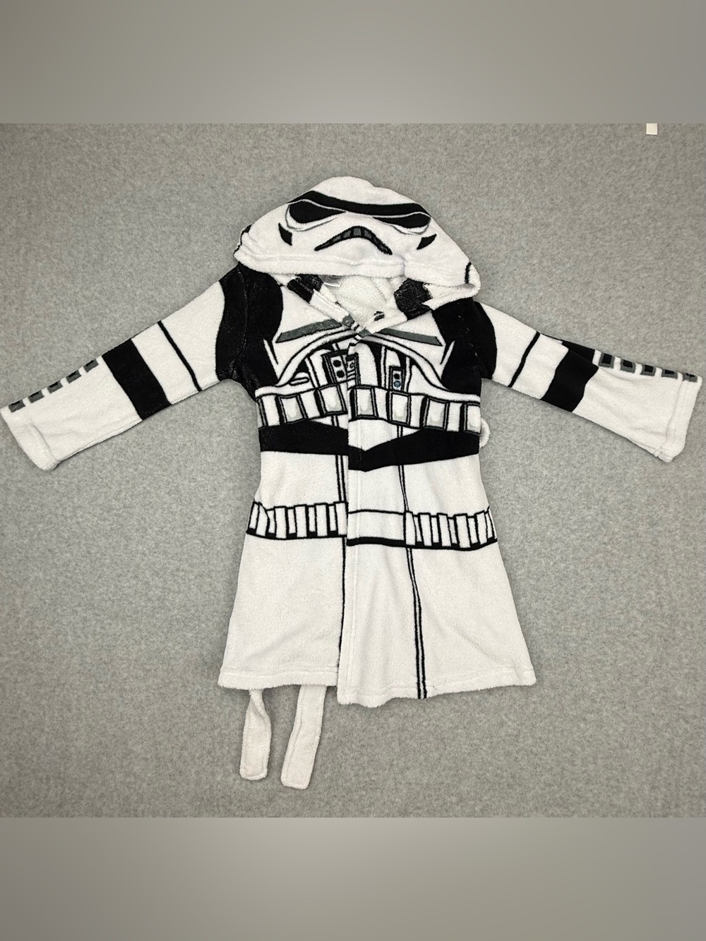 Star Wars Stormtrooper Kids Hooded Fleece Robe Size Small S/P White Black